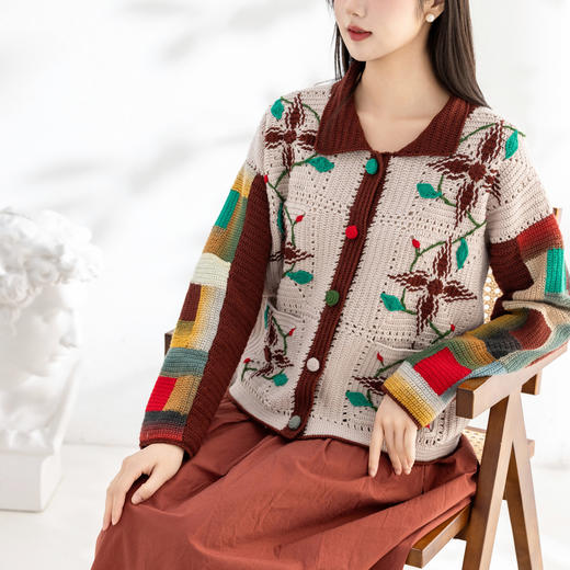 苏苏姐家暮林翻领开衫手工DIY编织羊毛钩针毛线团衣服材料包 商品图3