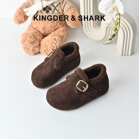 经典鲨2025年专柜新品牛皮革加绒加厚保暖平底舒适勃肯鞋女KW392-558065