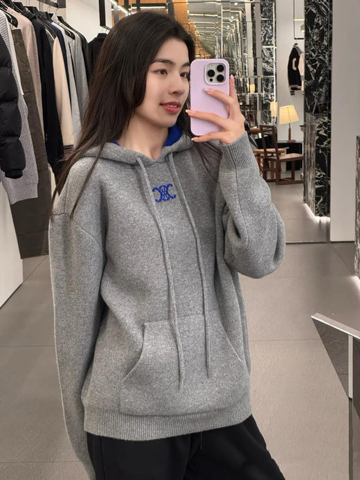 赛琳 新款灰蓝撞色徽标帽衫 (TM) 商品图3