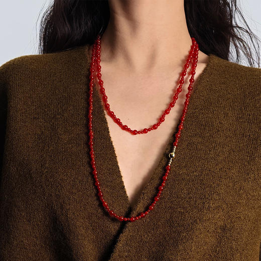 ELOANE GALLERY落岸 超长款红玛瑙项链毛衣链纯银镀金磁吸扣ORIENT红韵系列 商品图0