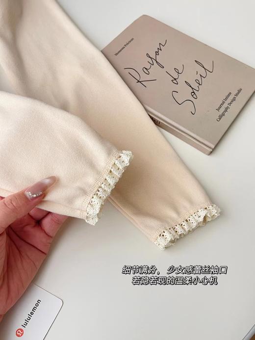 D121801秋冬叠穿爱好者一体绒花边蕾丝衫打底衫 商品图8