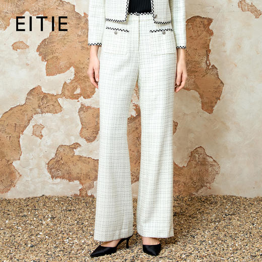 EITIE爱特爱气质高腰显瘦通勤小香风直筒裤2025春季新款8105801 商品图0