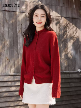 【门店同款】ENJOY冬季“午马”袖口花边针织开衫 168645460