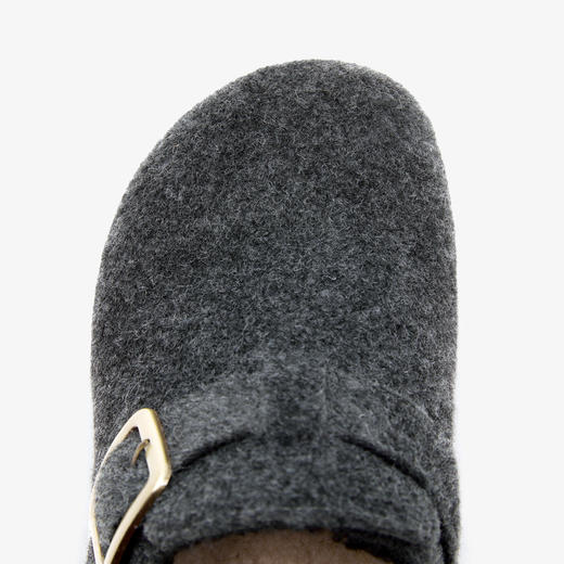 西遇内增高加绒毛呢勃肯鞋女冬季新款厚底保暖毛毛一脚蹬棉鞋V0057363 商品图5