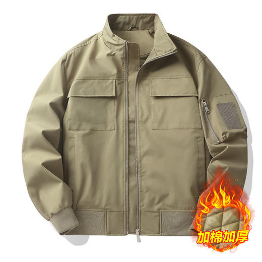 秋冬季户外休闲外套男士多口袋日常休闲加棉加厚飞行员夹克衫 商品图6