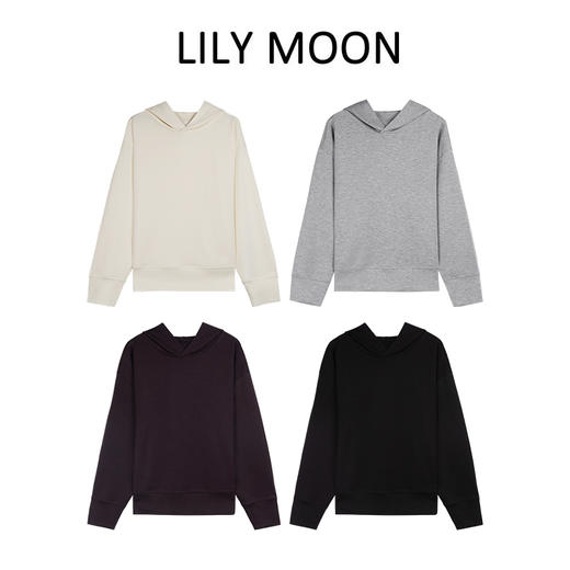 LILY MOON砂洗空气层连帽卫衣 商品图0