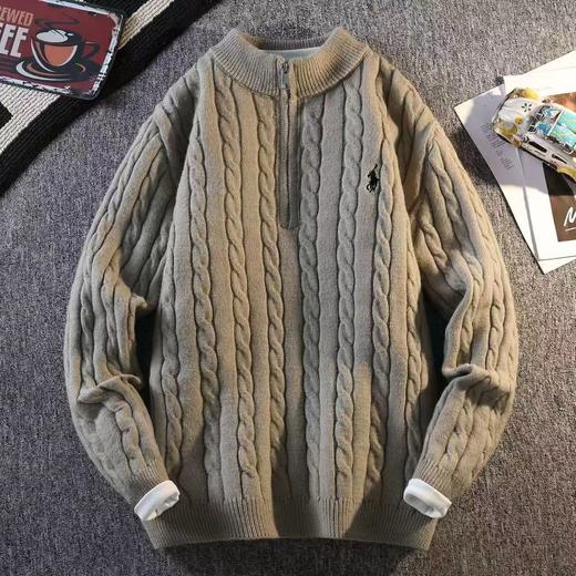 D121805秋冬季男士刺绣款半高领半拉链毛衣针织衫 商品图6