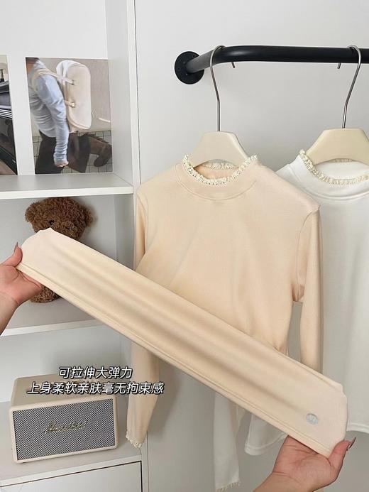 D121801秋冬叠穿爱好者一体绒花边蕾丝衫打底衫 商品图4