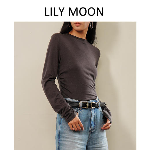 LILY MOON天丝羊毛设计感圆领长袖面膜T恤 商品图7