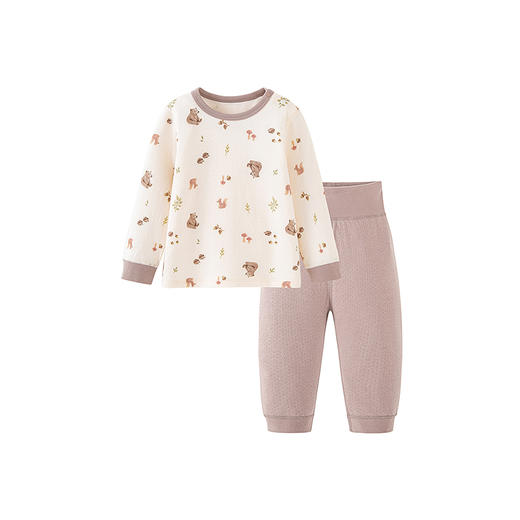 迷你巴拉儿童内衣套装男女童宝宝高腰护肚秋衣秋裤亲肤透气睡衣裤 商品图4