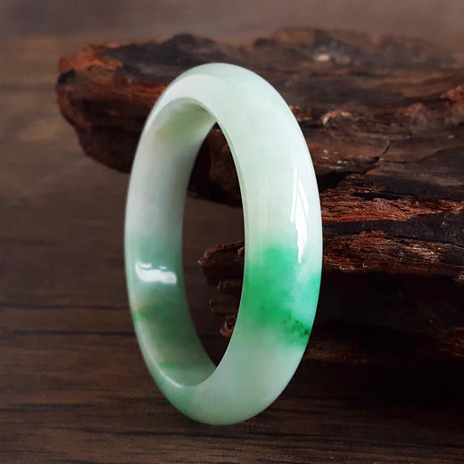 【天然正品】A货翡翠天然正桩细腻糯种飘辣阳绿54.5号翡翠手镯 101225NJS16 商品图4