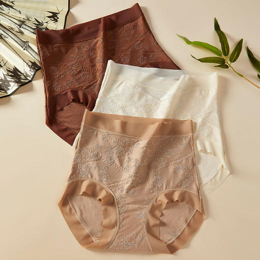 轻奢浮雕提花轻塑裤5条装 高腰轻塑收腹版型 升级加长裆 100A高效抑菌  TS9008 商品图9