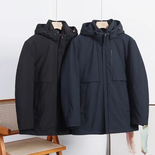 D121821三合一轻商务男士冬季连帽90%白鹅绒中长款羽绒服外套 商品图0