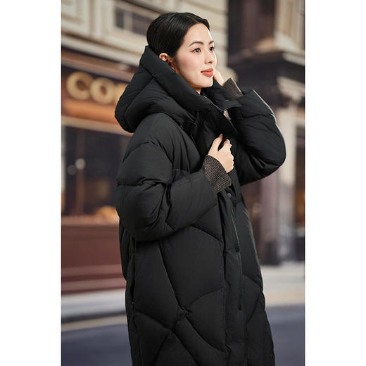 「高货kbnq」全新升级【铂金会员873/天猫1179/差价306】(12309)洛诗琳高级感韩版连帽羽绒服2025冬季加厚中长款面包服 商品图1