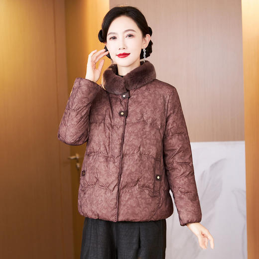 丁摩羽绒服女加厚保暖白鸭绒外套时尚冬装太太妈妈冬季獭兔领ALW 621682 商品图2