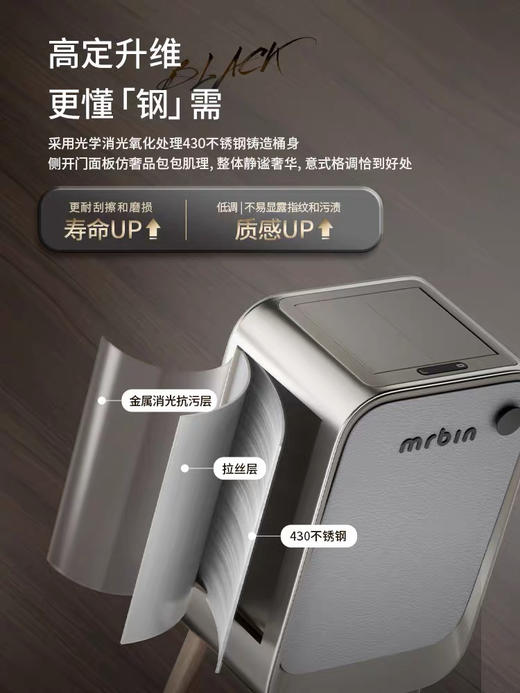 麦桶桶智能感应垃圾桶家用客厅高脚大容量自动轻奢高颜值 商品图2