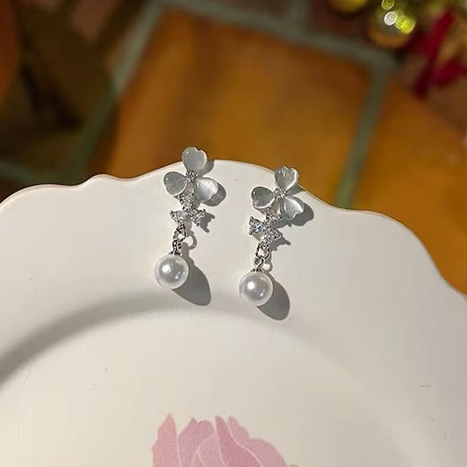 温柔猫眼石吊坠珍珠耳环银针耳环纪念日百货门店同款162267066 商品图4