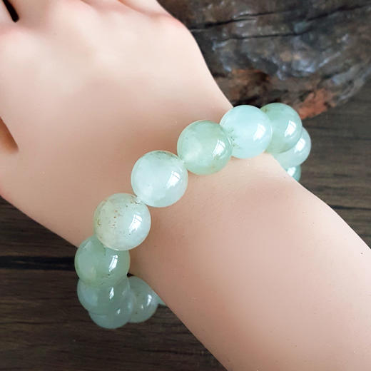 【天然正品】A货翡翠天然收藏级细腻冰种晴水洒金约14.4MM翡翠圆珠手串 111225NJT23 商品图7