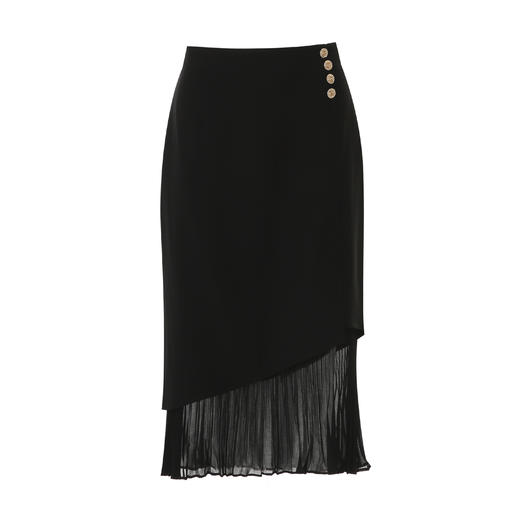 EITIE爱特爱高腰通勤不对称拼接黑色半身裙2025春新款8106801 商品图5