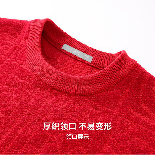 圣得西2025年冬季新款男士厚毛衫新中式提花圆领不易起球针织衫 商品图6