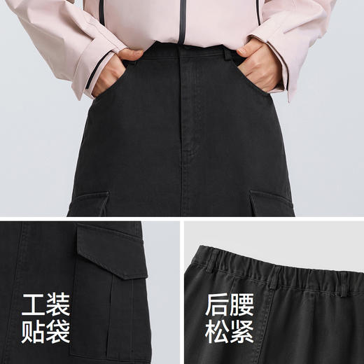 森马半身裙女春季磨毛纯色开叉直筒裙小个子简约休闲风潮酷工装裙 商品图3