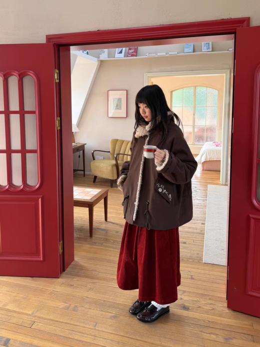 nothe Case布然/NC254209/「圣诞红果」加厚宽松全棉灯芯绒八分裤裙 商品图1