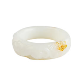 【天然正品】天然收藏级新疆料轮胎镯细腻一级白油润度佳56.5号瑞兽和田玉手镯 171225JJ34