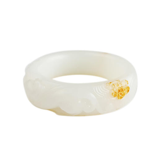 【天然正品】天然收藏级新疆料轮胎镯细腻一级白油润度佳56.5号瑞兽和田玉手镯 171225JJ34 商品图0