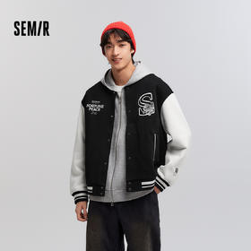 森马夹克男春季新年风字母绣花棒球服情侣休闲麒麟贴布绣外套潮流