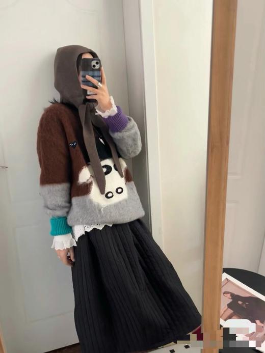 D121819童趣设计感撞色拼接针织圆领套头毛衣女款 商品图7