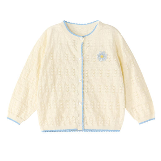 笛莎Deesha 童装女童毛衣2026春新蓝白撞色长袖开衫毛衣 商品图4