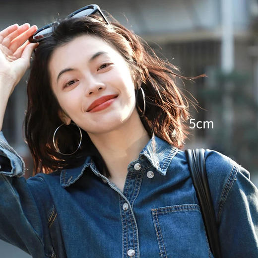 纪念日百货经典百搭不挑款圈身轻盈银针耳圈（50mm）158794630 商品图2