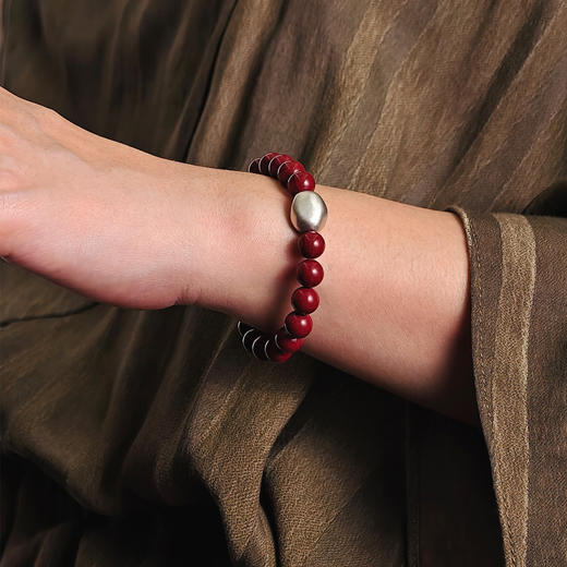 ELOANE GALLERY落岸 天然紫金朱砂足银珠磁吸扣手链ORIENT红韵系列 商品图6