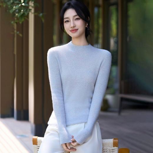 「自」全新升级【铂金会员183/天猫249/差价66】(11020)洛诗琳气质无缝羊毛衫2025秋冬金银丝半高领抽条针织毛衣女 商品图1