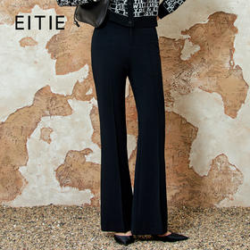 EITIE爱特爱气质通勤高腰显瘦黑色微喇休闲裤2025春新款8105802
