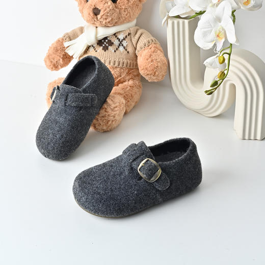 经典鲨2025冬季专柜新款时尚灰色加绒魔术贴毛毛鞋勃肯鞋女KW397-558011 商品图4