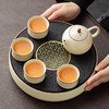 尚置丨汝窑圆窗茶盘 圆形茶盘 家用储水 轻奢高档 陶瓷干泡小茶台 汝窑茶海 茶托盘 商品缩略图2