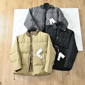 法国e鱼25ss冬季新款男士翻领假两件休闲羽绒服！