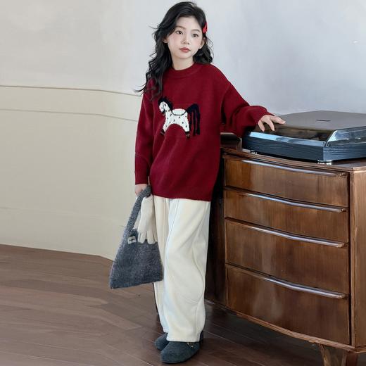 二店y 【喜慕5307】 新年战袍， 一抹开运红， 儿童小马红毛衣 商品图7