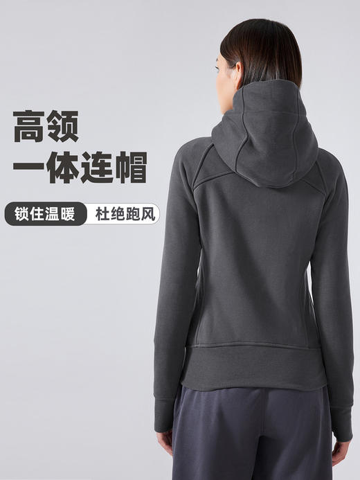 新款加厚保暖连帽外套女户外健身卫衣瑜伽服夹克运动上衣DQDJ028 商品图1