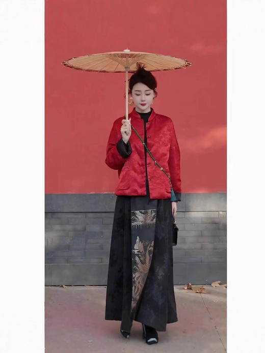 【复古老钱风！双面双立领外套】新款中式加棉外套 冬季新中式国风双面双穿立领提花上衣 复古老钱风加棉外套 商品图3