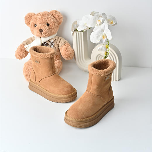 经典鲨2025冬季专柜新款百搭圆头两穿平底加绒保暖雪地靴女KW291-558011 商品图3