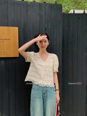 【直播专供】ENJOY2023年夏季V领镂空上衣 150777077