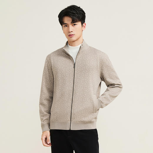 【7A抗菌/加绒/含羊毛】柒牌男士开襟毛衫时尚休闲立领针织衫毛衣 商品图1
