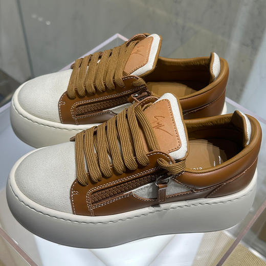 Giuseppe Zanotti 女士签名徽标皮革休闲运动鞋 棕色 RS50011002 商品图0