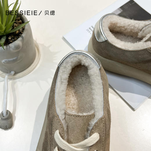 BESSIEIE时尚系带星星面包鞋复古羊毛厚底小脏鞋 商品图4