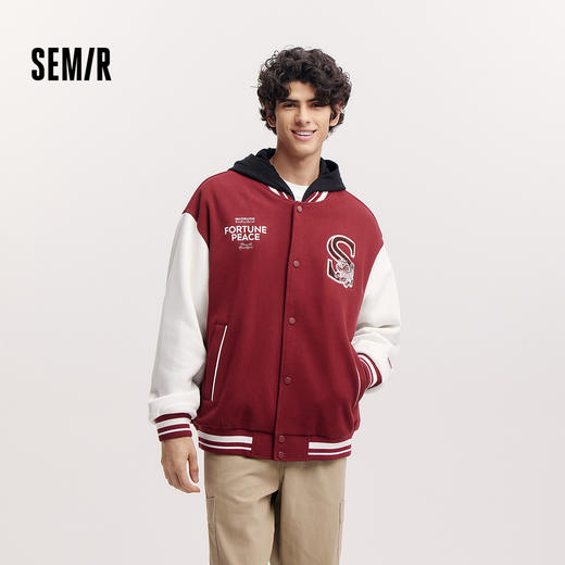 森马夹克男春季新年风字母绣花棒球服情侣休闲麒麟贴布绣外套潮流 商品图1