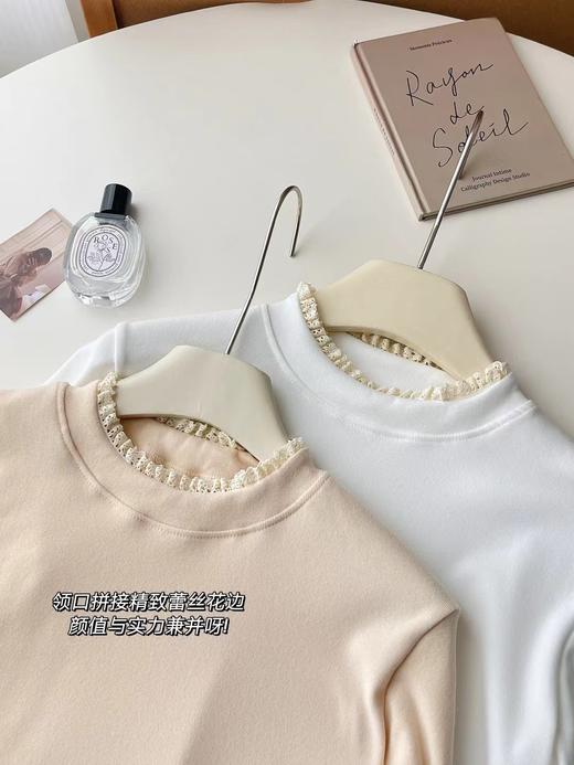 D121801秋冬叠穿爱好者一体绒花边蕾丝衫打底衫 商品图6