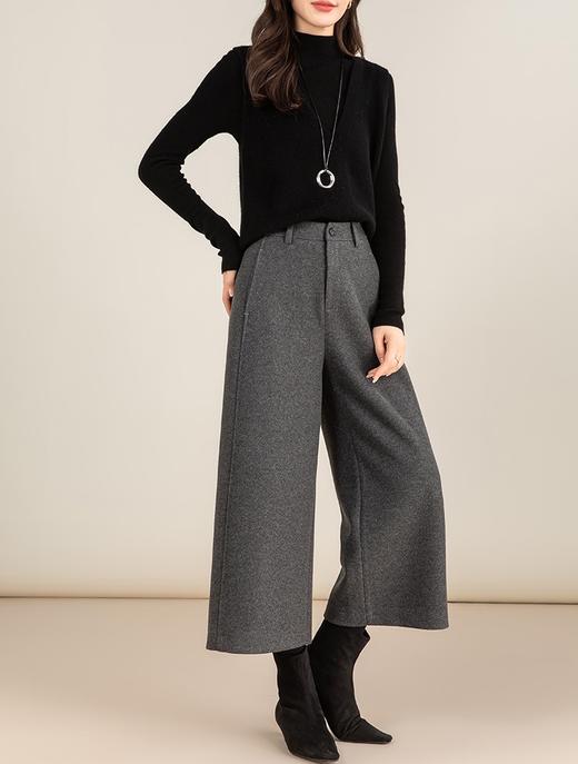 通勤大气毛呢阔腿加绒羊毛九分裤 商品图7