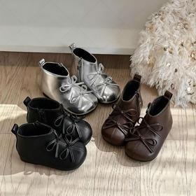 【舒适温暖❗️可爱百搭】复古女童短靴2025秋冬新款加绒女童靴子时尚软底侧拉链保暖短靴。jb